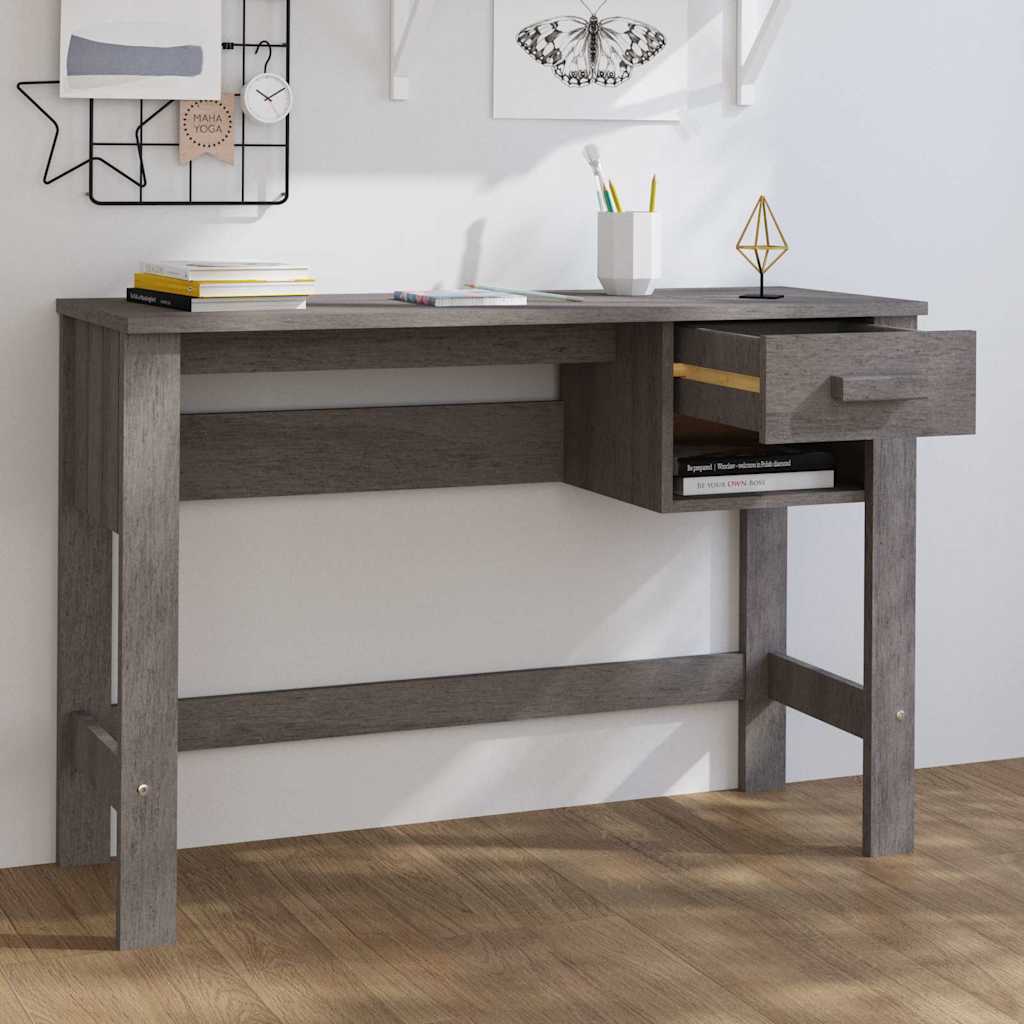 Vidaxl bureau hamar 110x40x75 cm massief grenenhout lichtgrijs