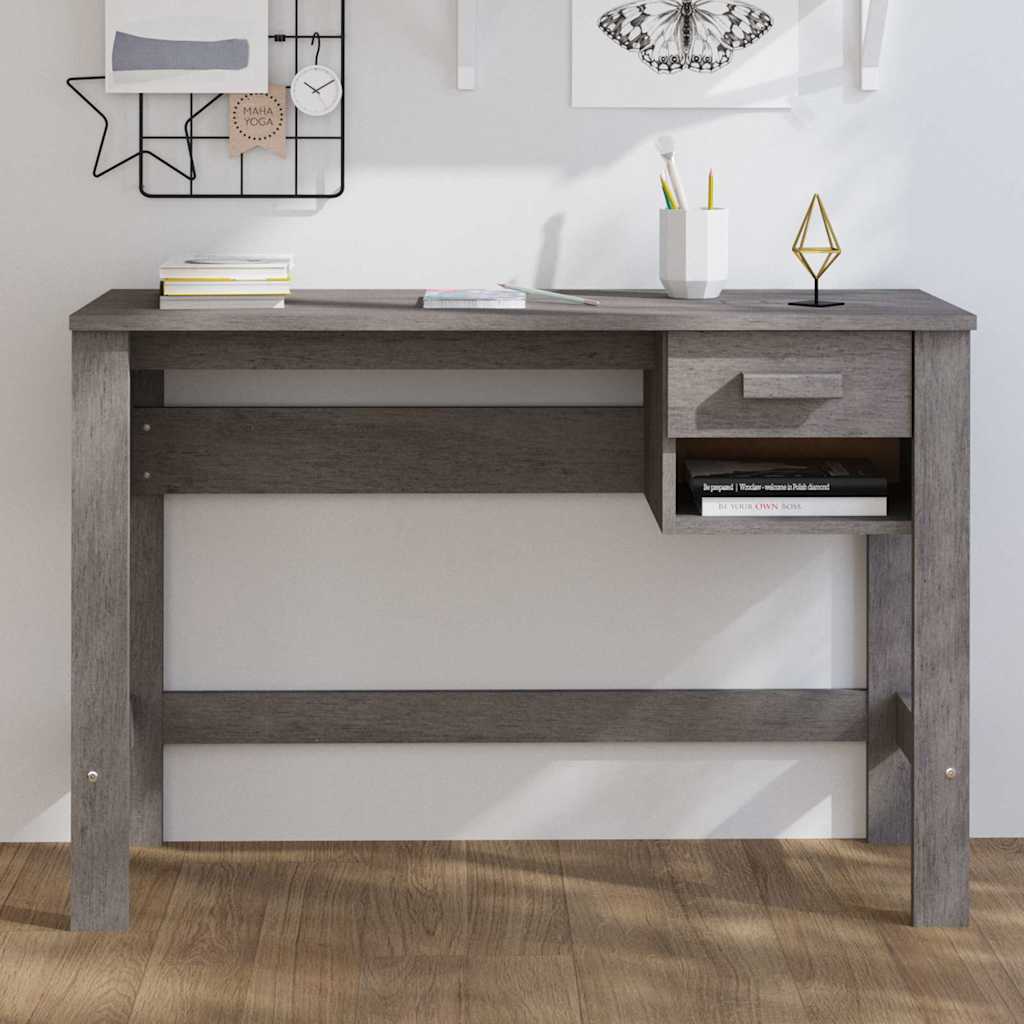 Vidaxl bureau hamar 110x40x75 cm massief grenenhout lichtgrijs