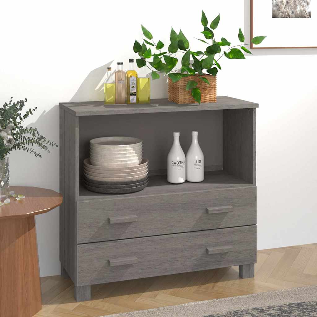 Vidaxl dressoir hamar 85x35x80 cm massief grenenhout lichtgrijs