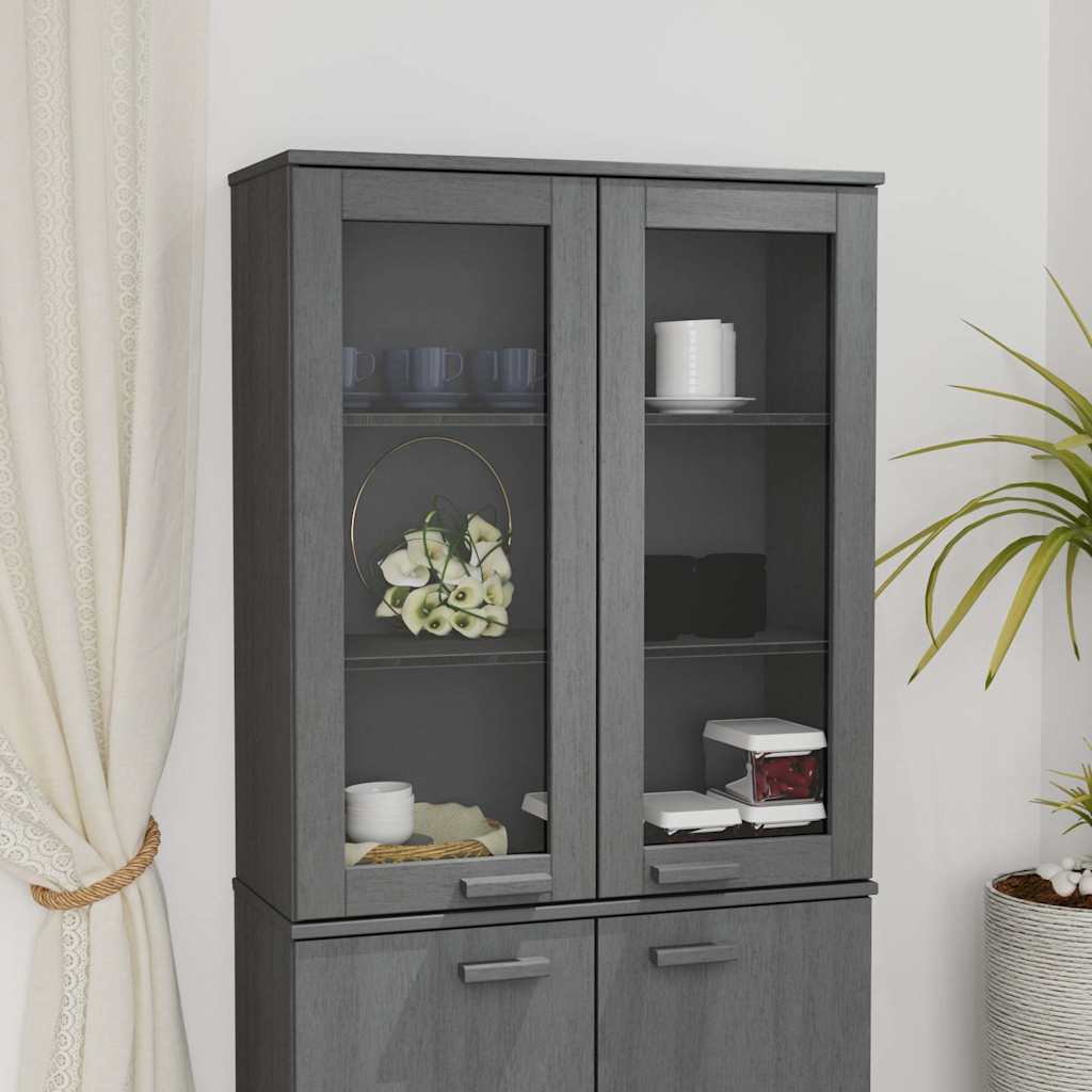 Vidaxl opzetkast hamar 85x35x100 cm massief grenenhout donkergrijs