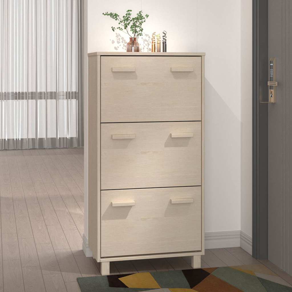 Vidaxl schoenenkast hamar 59,5x35x117 cm grenenhout honingbruin
