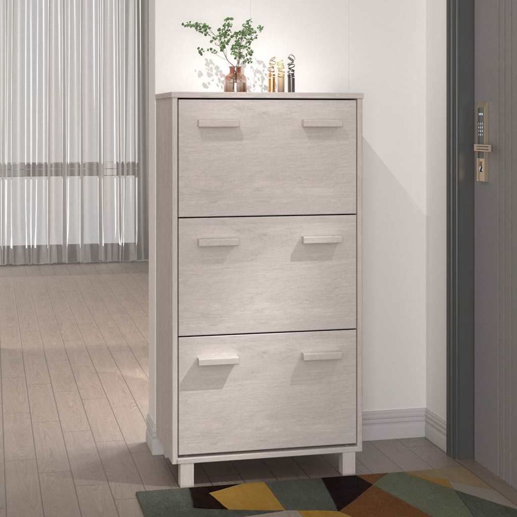 Vidaxl schoenenkast hamar 59,5x35x117 cm massief grenenhout wit