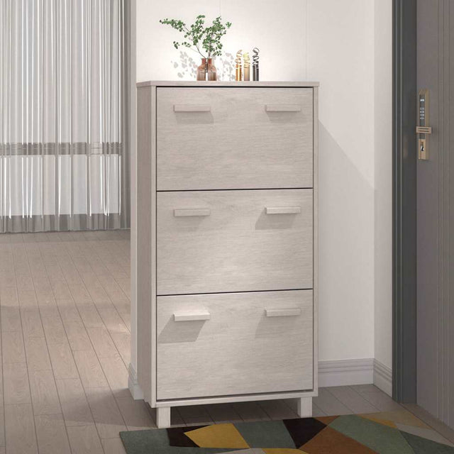 Vidaxl schoenenkast hamar 59,5x35x117 cm massief grenenhout wit