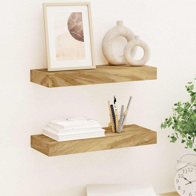 Vidaxl wandschappen 2 st 40x15x4 cm massief teakhout