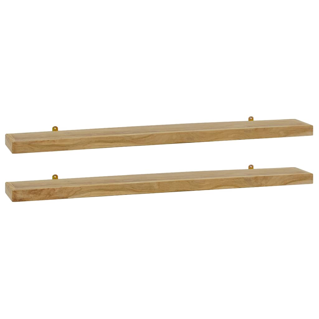 Vidaxl wandschappen 2 st 110x15x4 cm massief teakhout