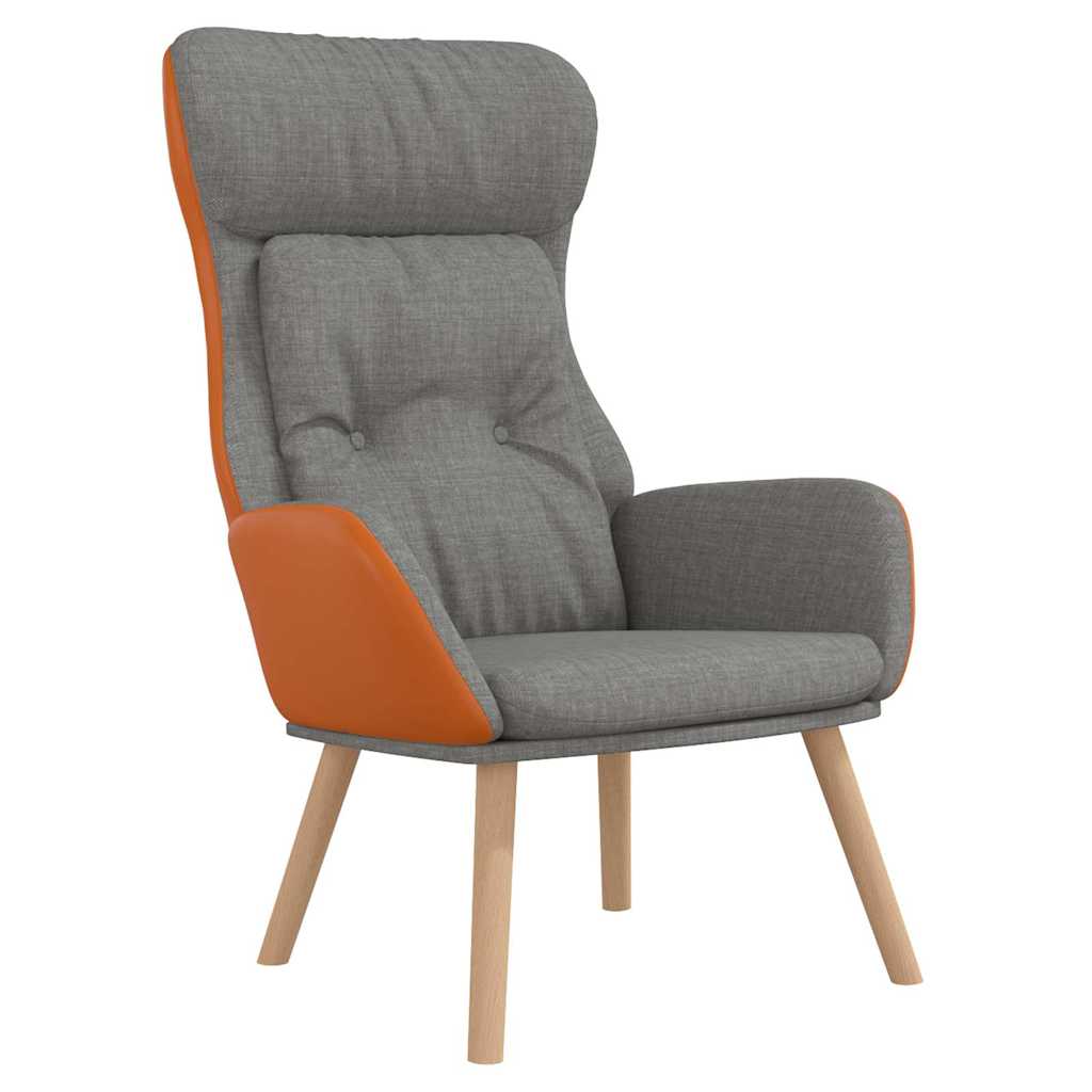 Vidaxl relaxstoel stof en pvc lichtgrijs