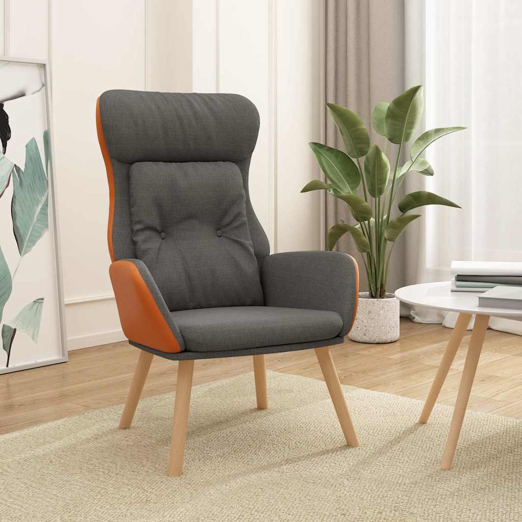 Vidaxl relaxstoel stof en pvc donkergrijs
