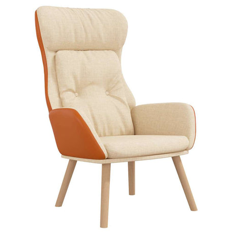 Vidaxl relaxstoel stof en pvc crèmekleurig