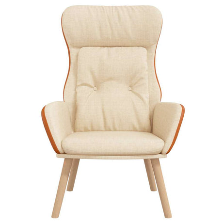Vidaxl relaxstoel stof en pvc crèmekleurig