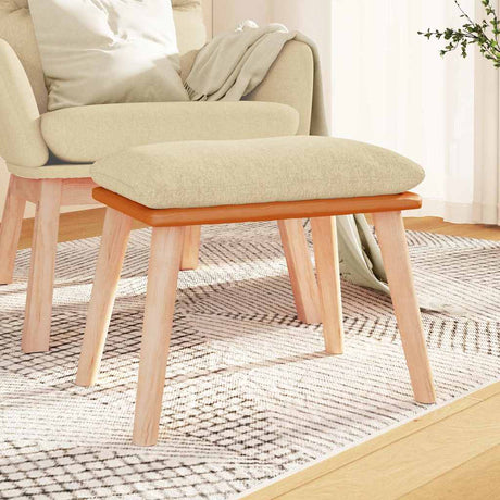 Vidaxl voetenbank 45x29,5x35 cm stof en kunstleer crèmekleurig