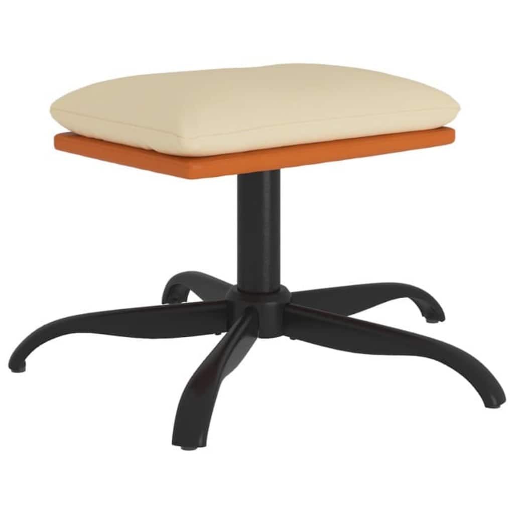 Vidaxl voetenbank 60x60x36 cm stof en kunstleer crèmekleurig
