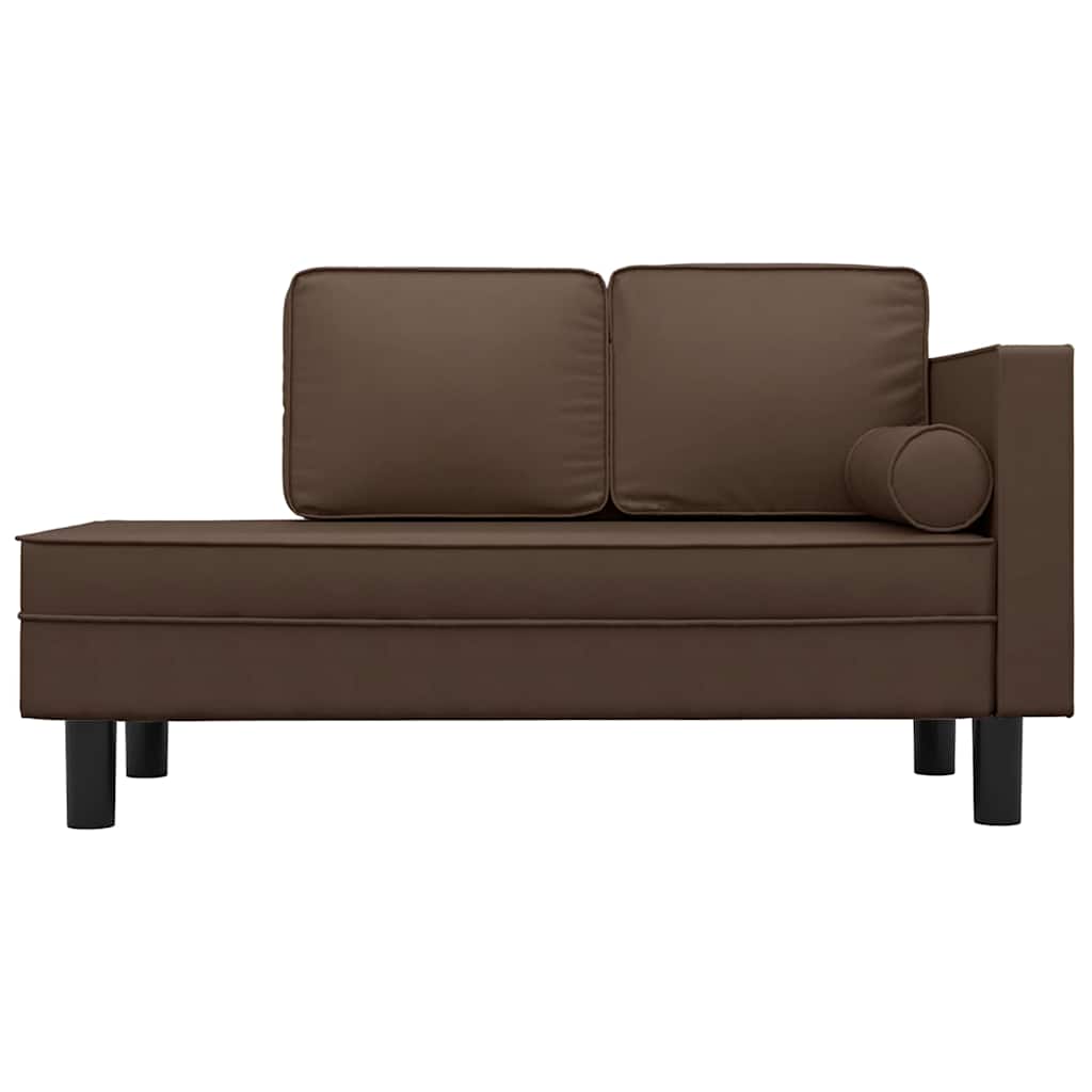 Vidaxl chaise longue met kussens en bolster kunstleer bruin