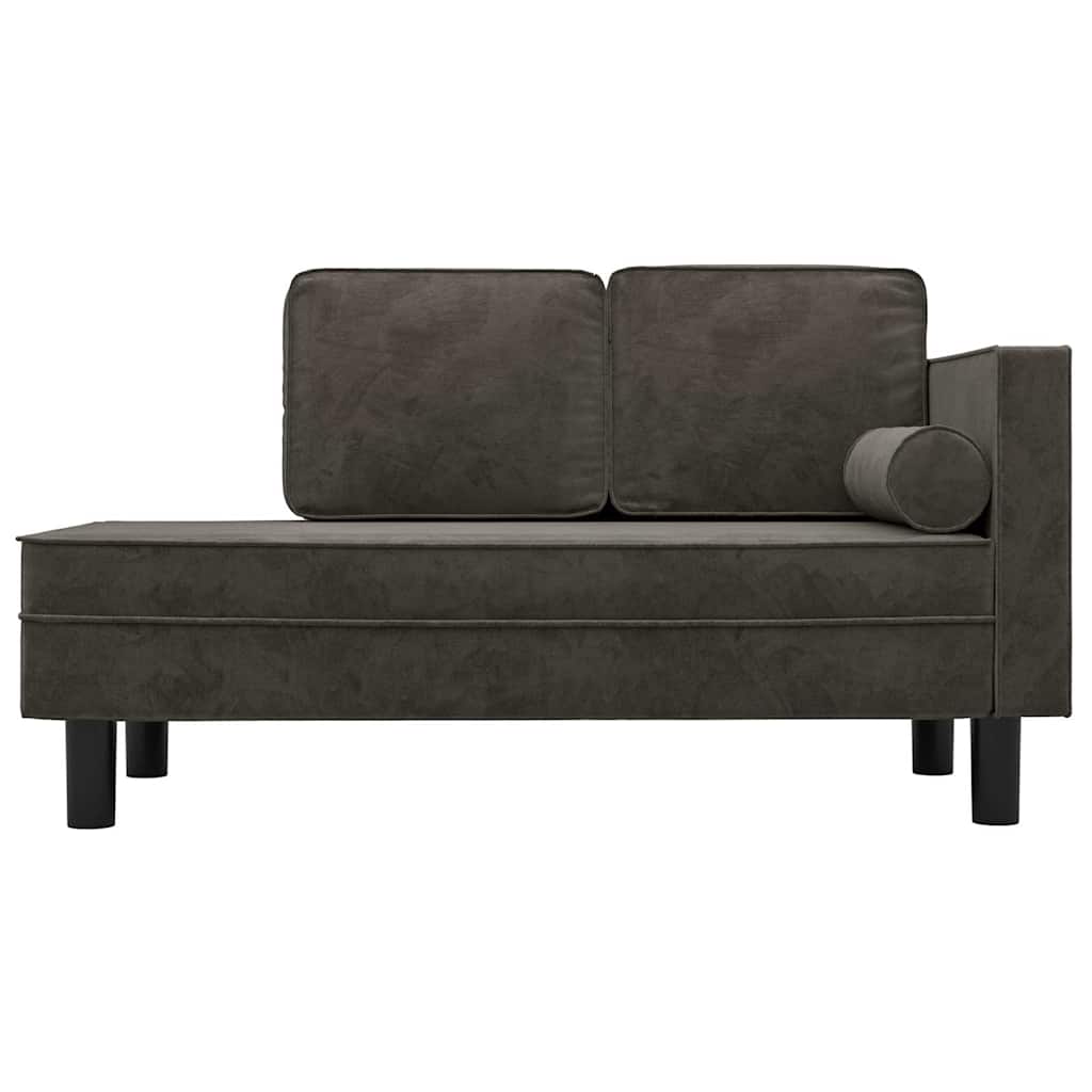 Vidaxl chaise longue met kussens en bolster fluweel donkergrijs