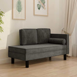 Vidaxl chaise longue met kussens en bolster fluweel donkergrijs