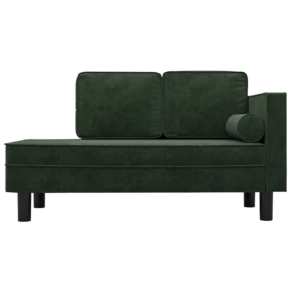 Vidaxl chaise longue met kussens en bolster fluweel donkergroen