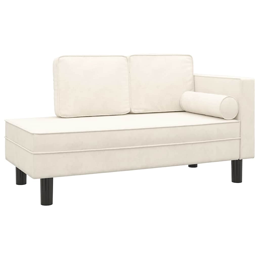 Vidaxl chaise longue met kussens en bolster fluweel crèmekleurig