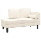 Vidaxl chaise longue met kussens en bolster fluweel crèmekleurig