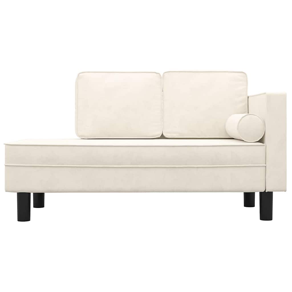 Vidaxl chaise longue met kussens en bolster fluweel crèmekleurig