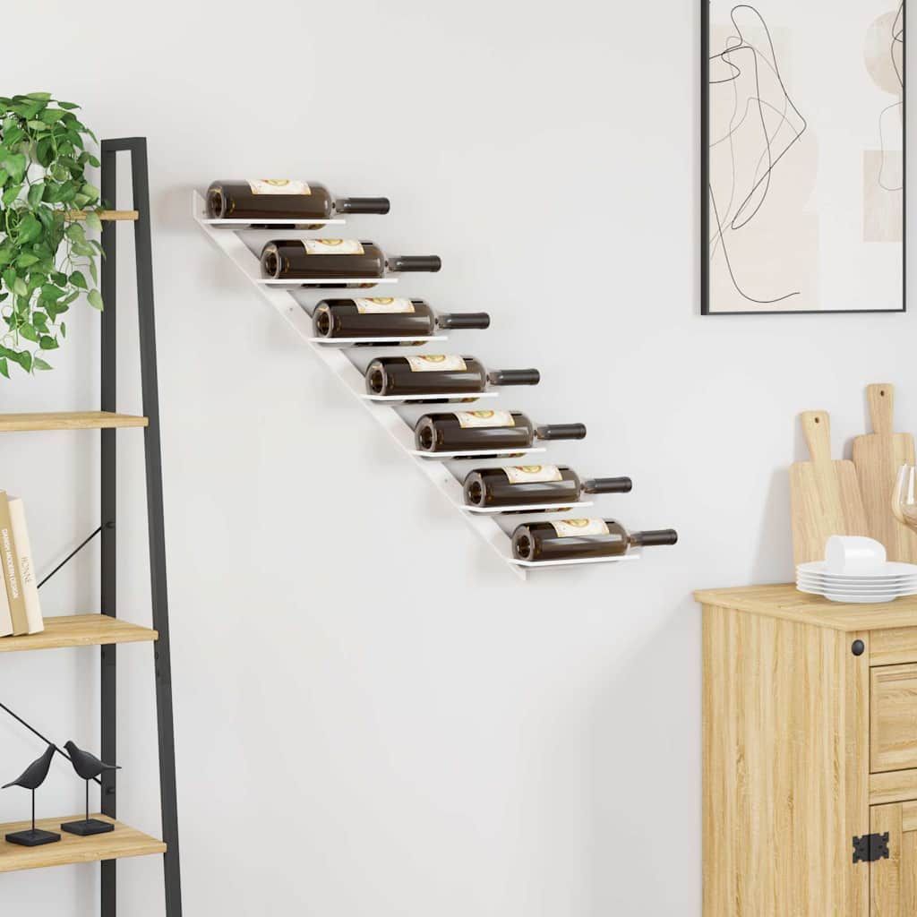 Vidaxl wijnrek voor 7 flessen wandmontage metaal wit