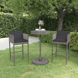 Vidaxl 3-delige tuinbarset met kussens poly rattan grijs