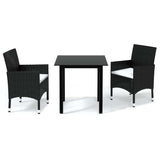 Vidaxl 3-delige tuinset met kussens poly rattan zwart