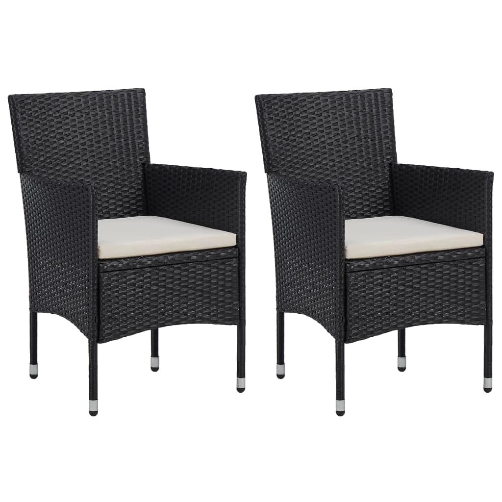 Vidaxl 3-delige tuinset met kussens poly rattan zwart