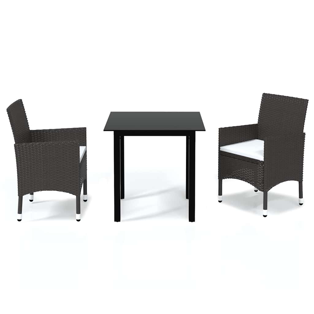 Vidaxl 3-delige tuinset met kussens poly rattan bruin