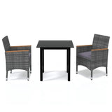 Vidaxl 3-delige tuinset met kussens poly rattan grijs