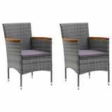 Vidaxl 3-delige tuinset met kussens poly rattan grijs