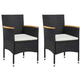 Vidaxl 3-delige tuinset met kussens poly rattan zwart