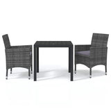 Vidaxl 3-delige tuinset met kussens poly rattan grijs