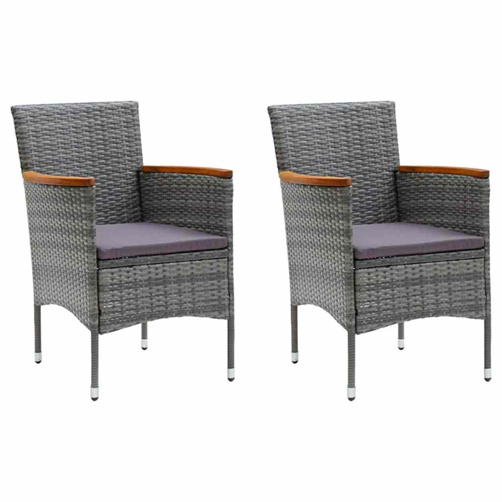 Vidaxl 3-delige tuinset met kussens poly rattan grijs