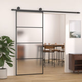 Porta scorrevole Vidaxl 90x205 cm ESG in vetro e nero in alluminio