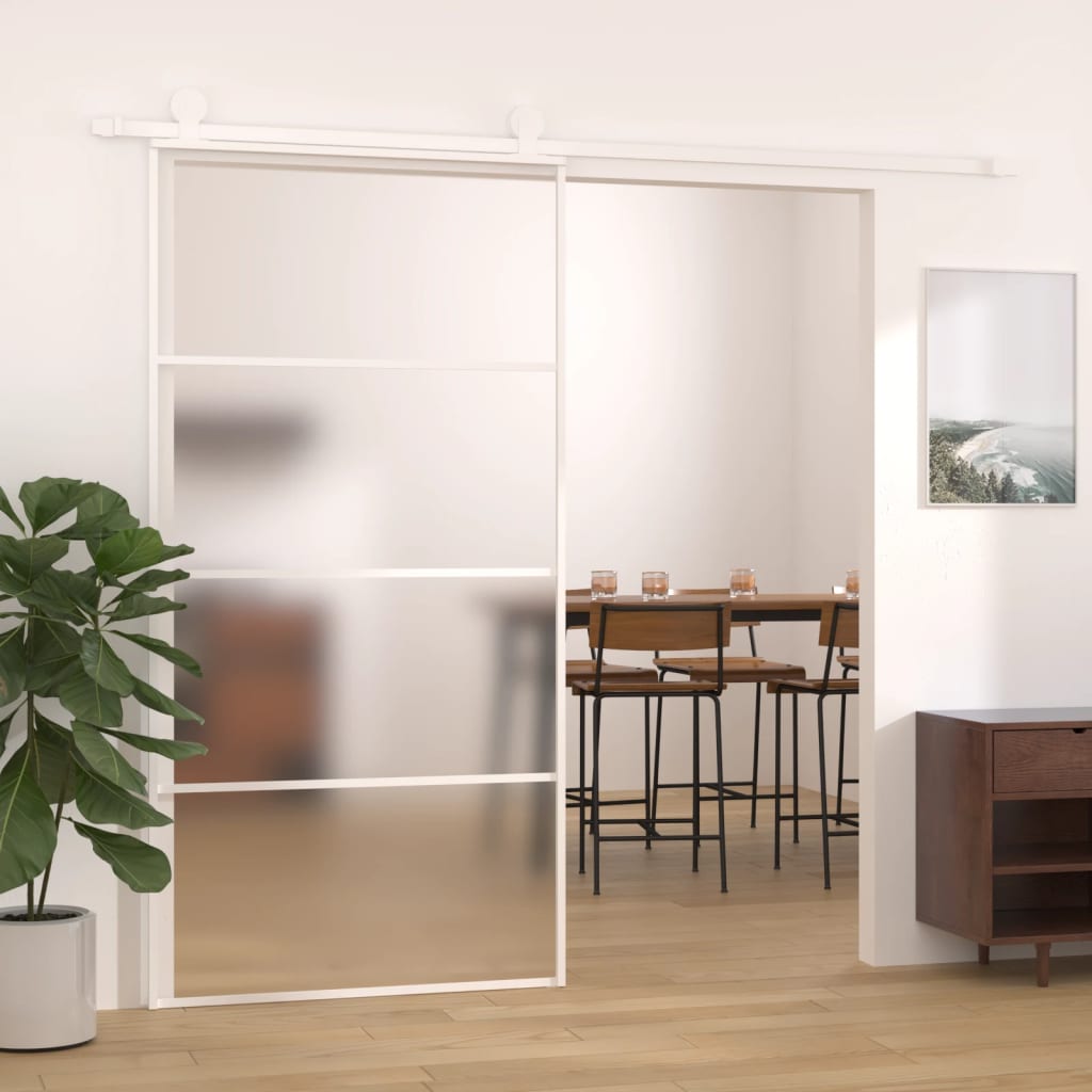 Vidaxl skydedør 102,5x205 cm Matte ESG Glas og Aluminium White