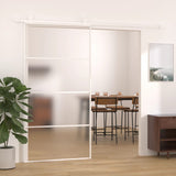 Puerta corredera de Vidaxl 102.5x205 cm de vidrio ESG mate y aluminio blanco