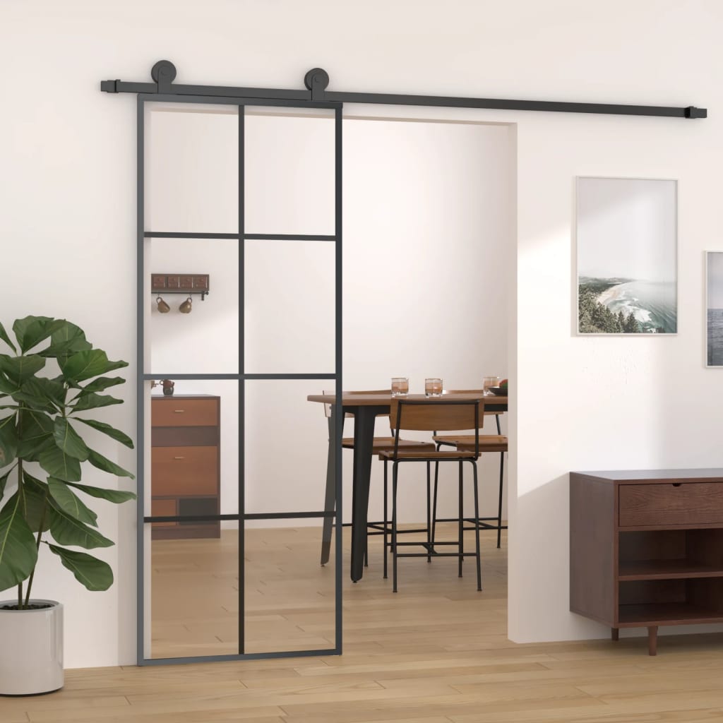 VidaXL sliding door 76x205 cm ESG glass and aluminum black