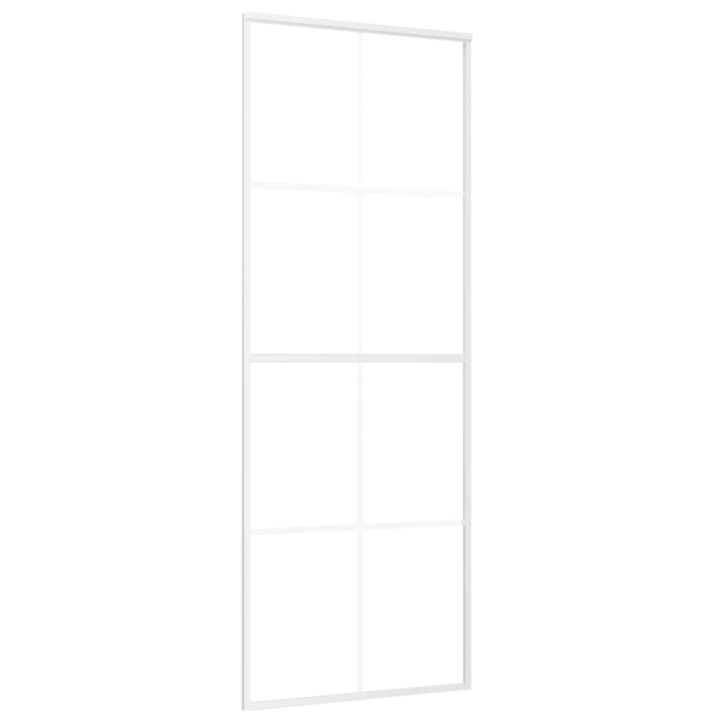 Vidaxl Porte coulissante 76x205 cm Verre ESG et aluminium blanc