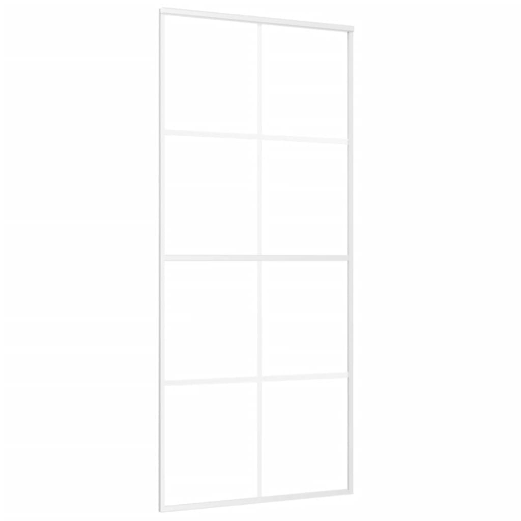 Vidaxl Schiebetür 90x205 cm ESG -Glas und Aluminium weiß