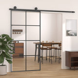 Puerta corredera de Vidaxl 102.5x205 cm de vidrio ESG y negro de aluminio