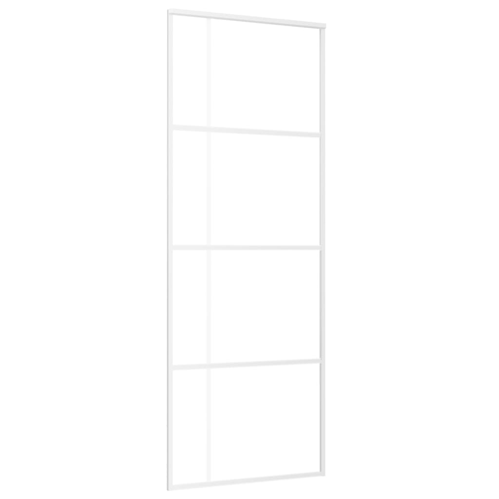 Vidaxl Schiebetür 76x205 cm mattes ESG -Glas und Aluminium weiß