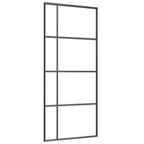 Vidaxl Schiebetür 90x205 cm ESG -Glas und Aluminiumschwarz