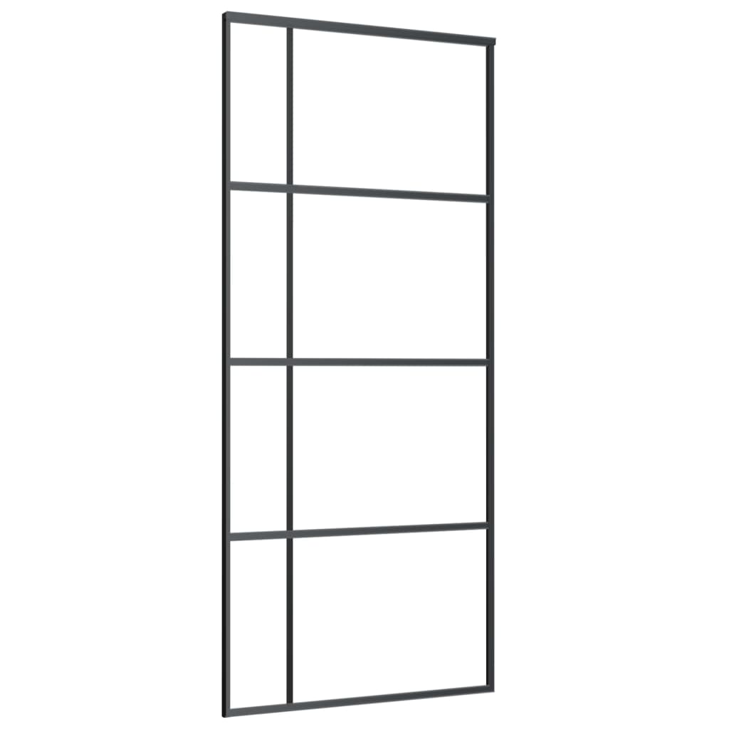 Puerta corredera de Vidaxl 90x205 cm de vidrio ESG mate y negro de aluminio