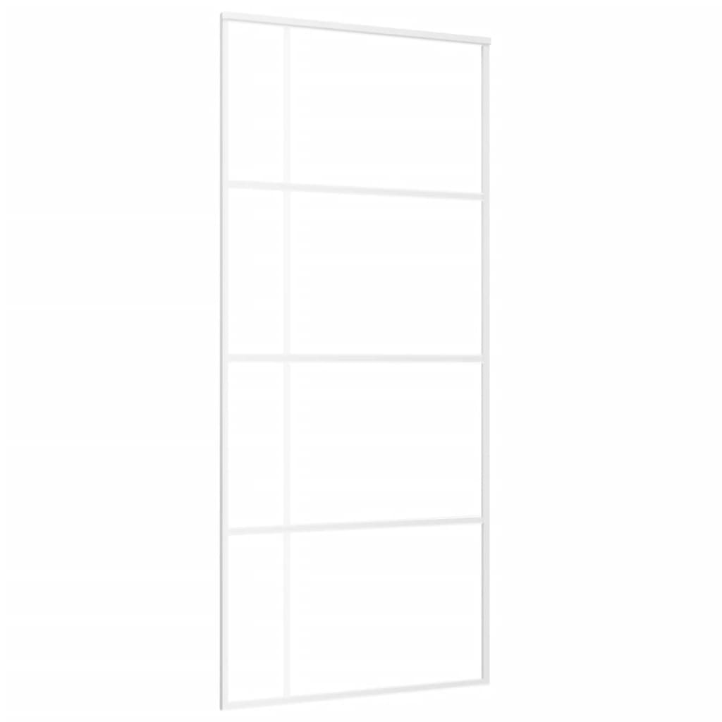 Vidaxl Porte coulissante 90x205 cm Verre ESG mate et aluminium blanc