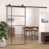 VidaXL sliding door 102.5x205 cm matte ESG glass and aluminum black