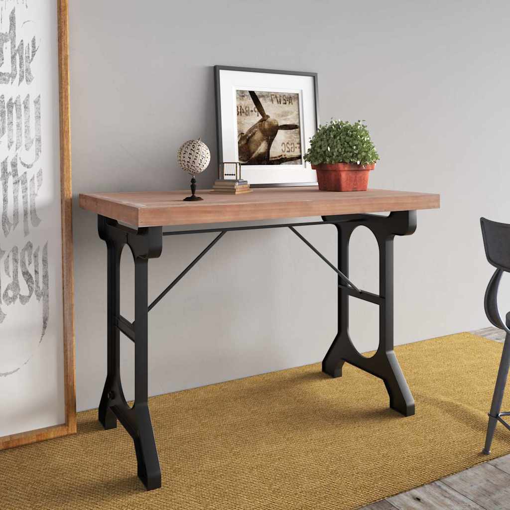 Vidaxl eettafel 110x65x82 cm massief vurenhout en ijzer