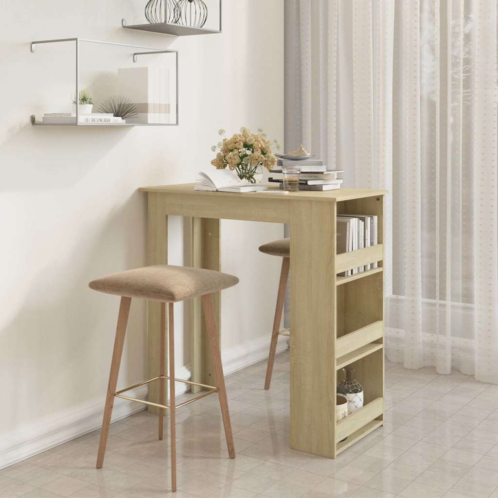 Vidaxl bartafel met opbergrek 102x50x103,5cm bewerkt hout sonoma eiken