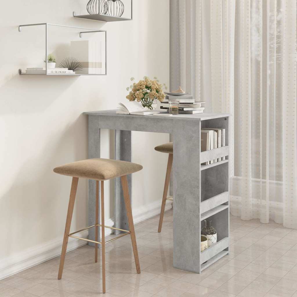 Vidaxl bartafel met opbergrek 102x50x103,5 cm spaanplaat betongrijs
