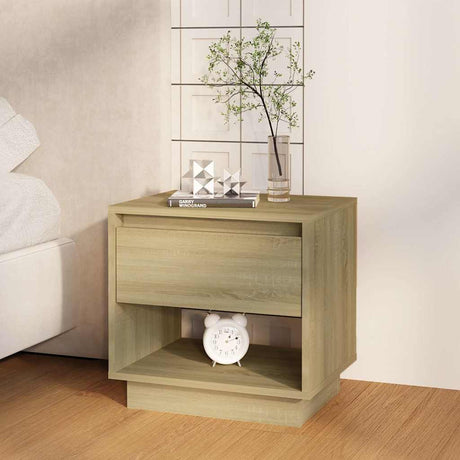 Vidaxl nachtkastje 45x34x44 cm bewerkt hout sonoma eikenkleurig