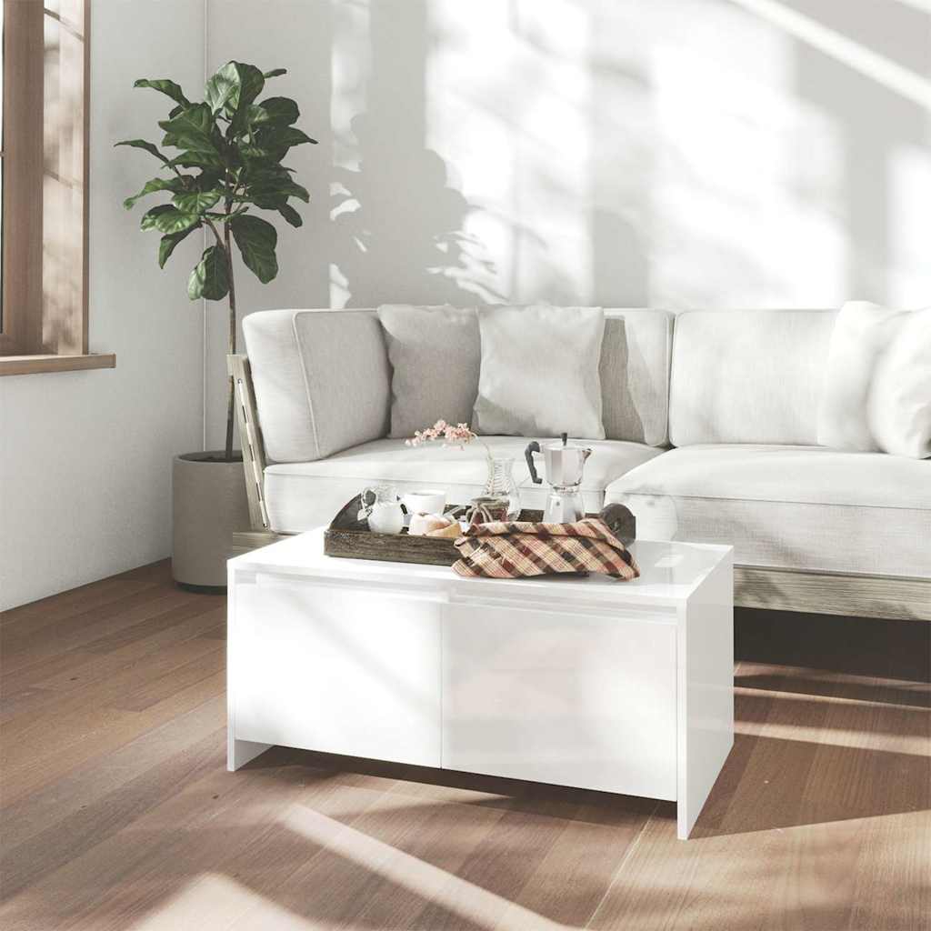 Vidaxl salontafel 90x50x41,5 cm bewerkt hout hoogglans wit