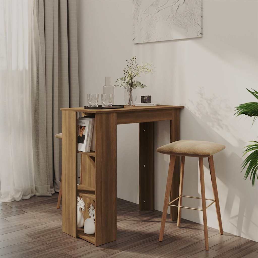 Vidaxl bartafel met schap 102x50x103,5 cm bewerkt hout bruin eiken